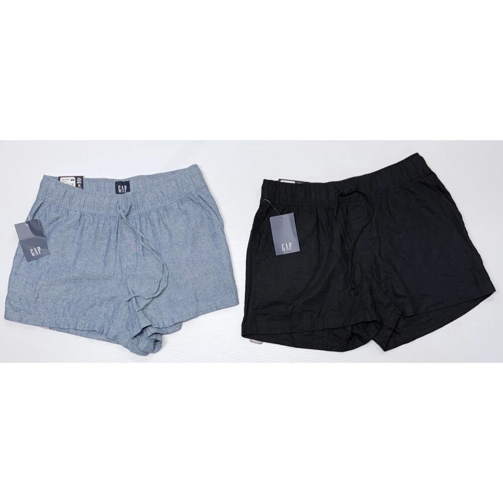 GAP Linen Blend Pull-On Shorts Lot of 2 Women's Small Drawstring Pockets NWT